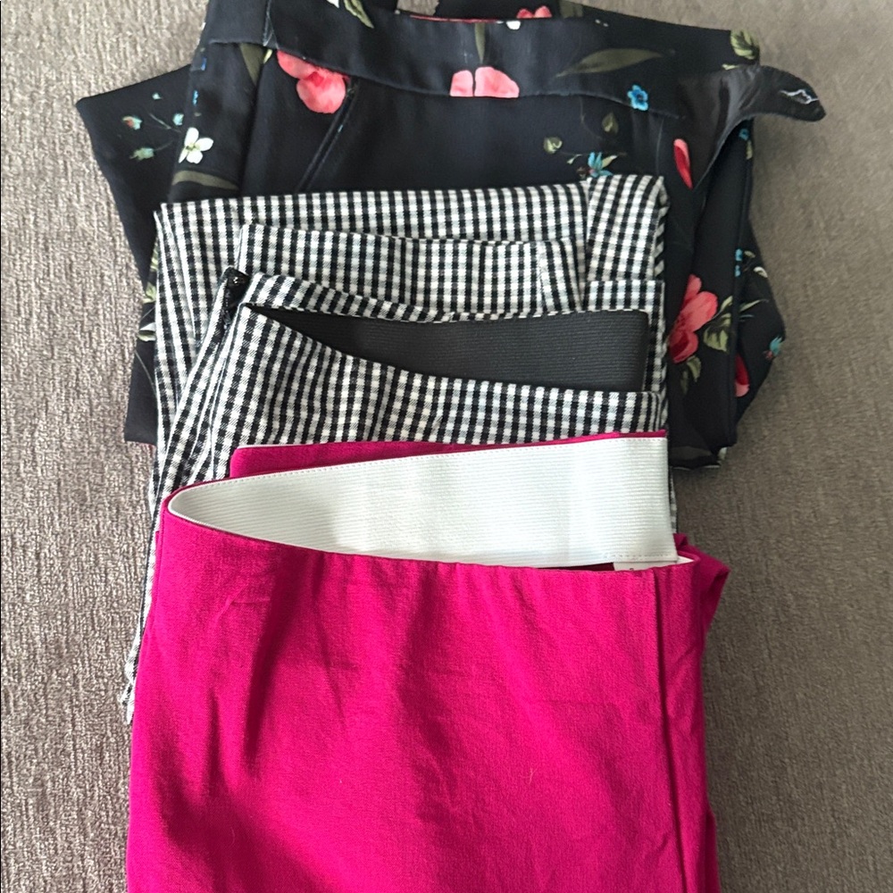 a new day Women's Ankle & Cropped Pants - Floral, Checkered, Pink